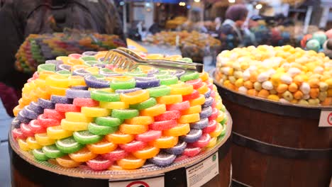 colorful jelly candies display at a market