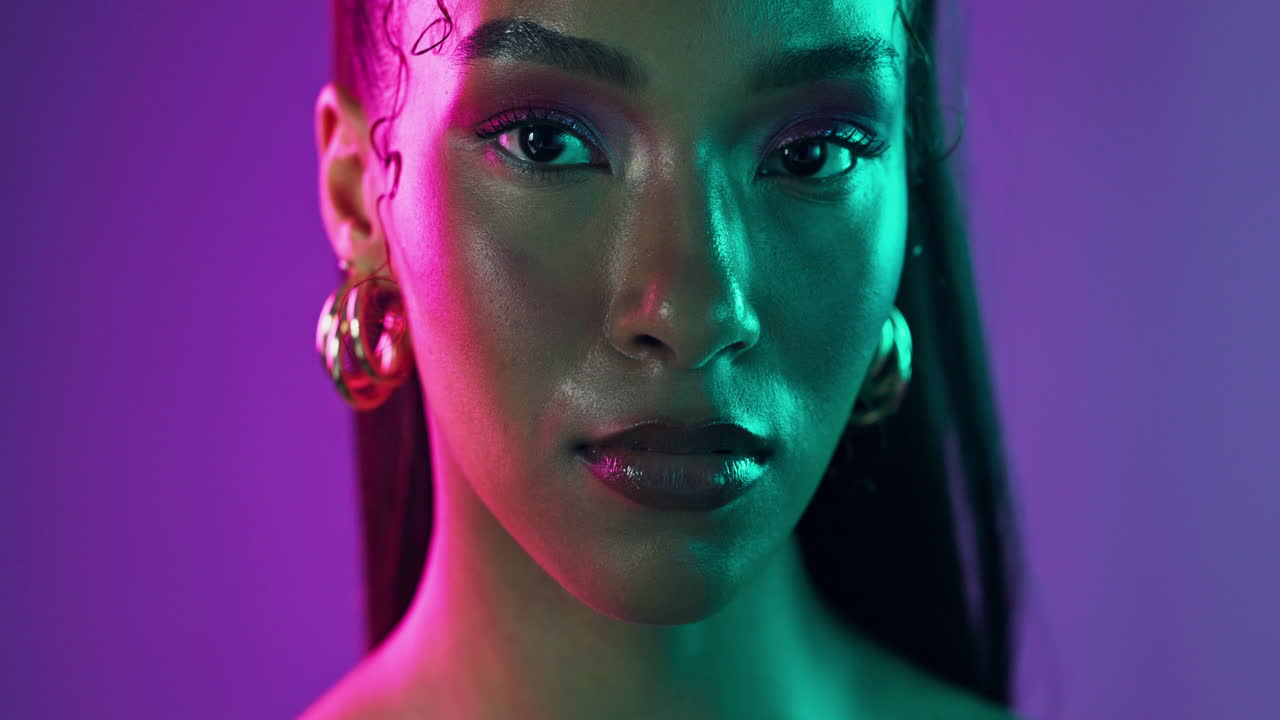 retrato de belleza de neón