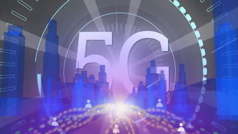 Texto-5g-En-Círculos-Contra-El-Modelo-De-Ciudad-3d