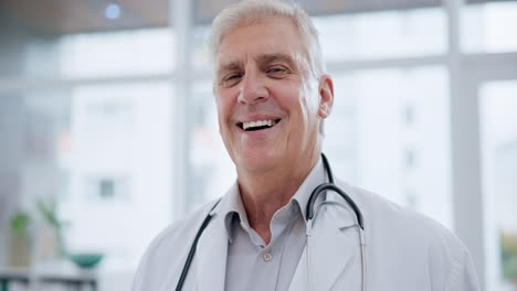 man, face and doctor laughing in hospital