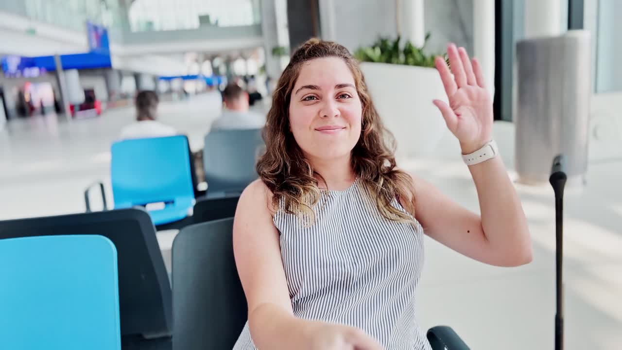 Solo Female Traveler Waiting for Her Flight