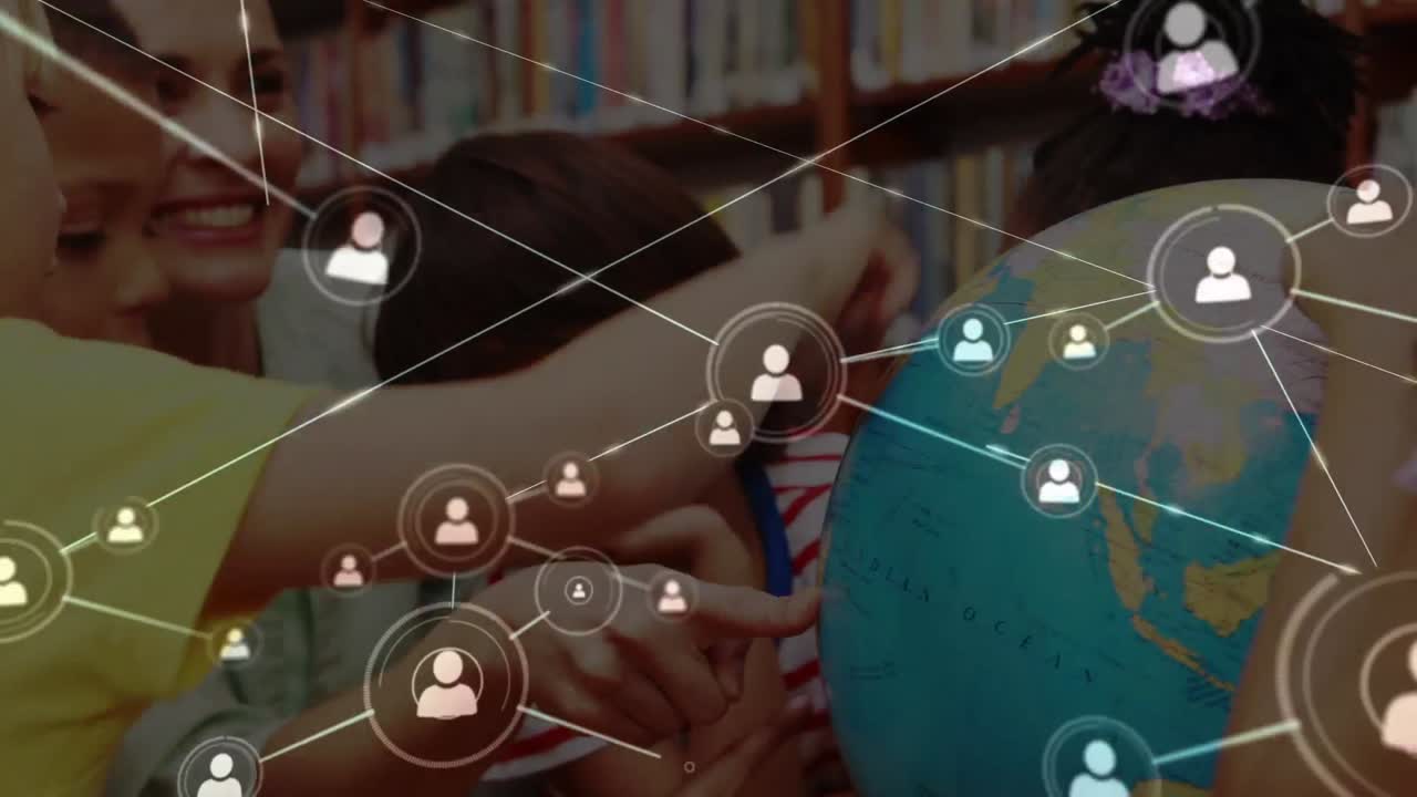 animación de redes de conexiones a través de diversas maestras y escolares que leen el mundo
