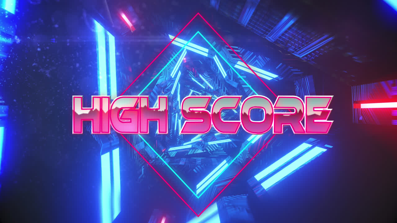 Animation af high score over bevægende digital tunnel