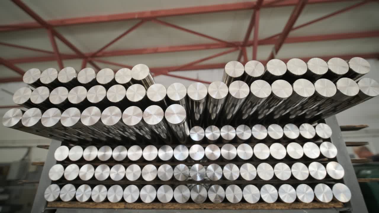 Tubi d'acciaio impilati su un pallet