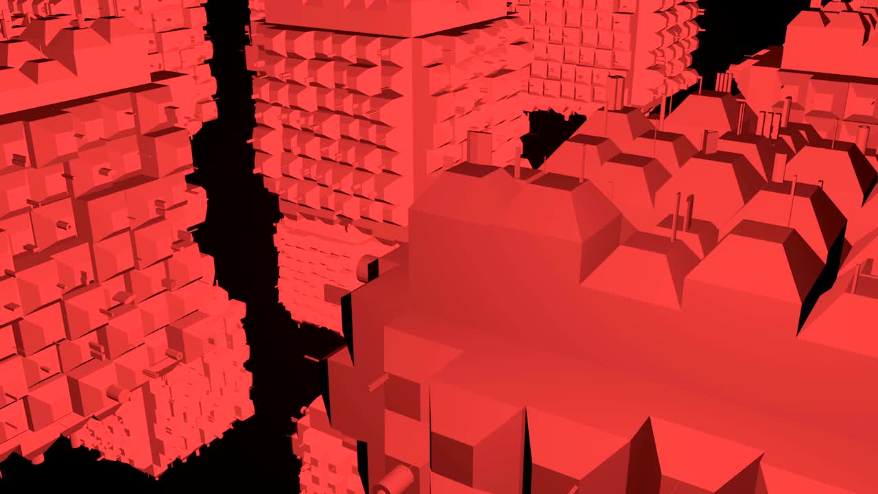 추상적인 그리블 큐브의 표면은 검은색 바탕에 있습니다. 3d 렌더링