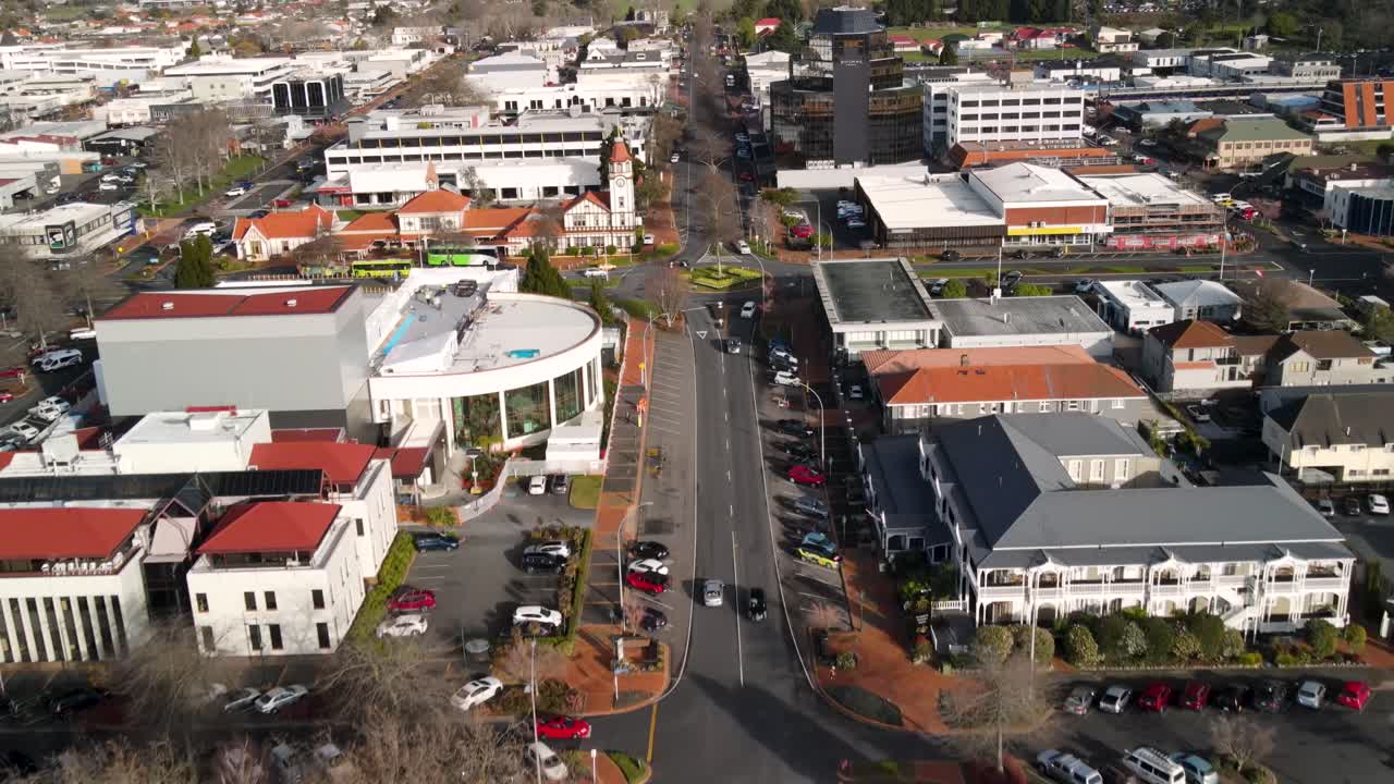 ciudad de rotorua, nueva zelanda paisaje urbano aéreo
