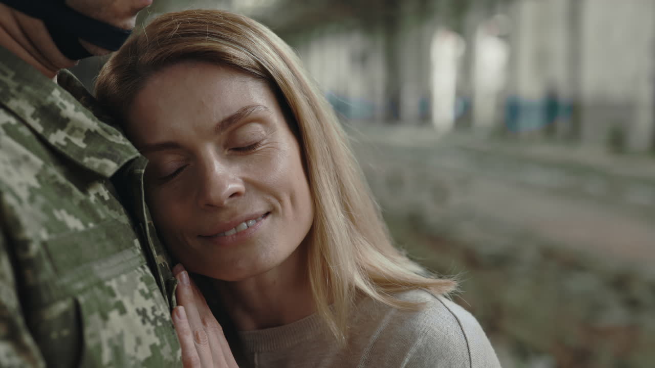 Woman comforting a soldier