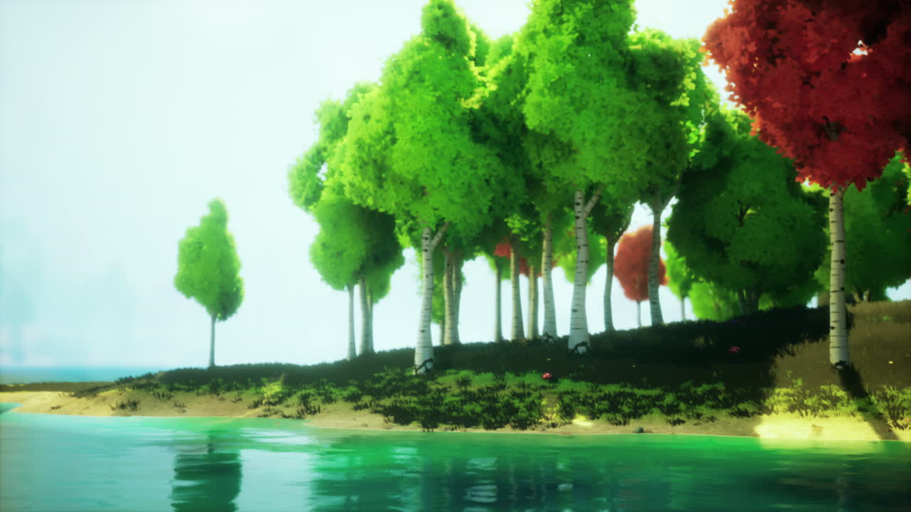 impresionante paisaje de lago y bosque de otoño