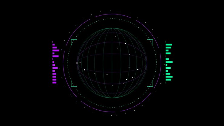 Digital Globe HUD Interface with Data Visualization