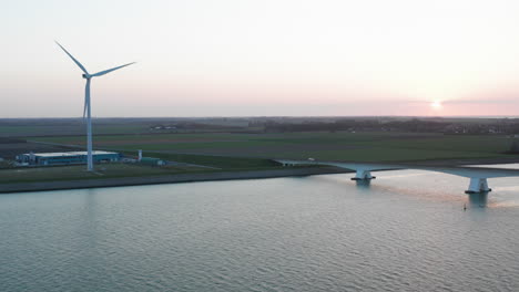 aerial: the famous zeelandbridge during sunset