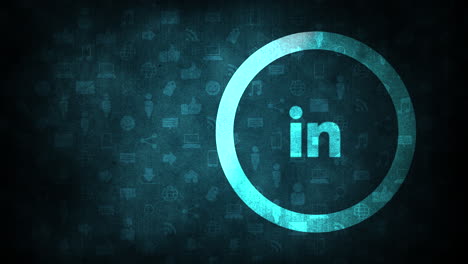 icons of linkedin social network on simple background