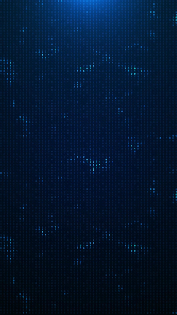 Digital blue code matrix visual falling binary numbers glowing columns deep cyber atmosphere