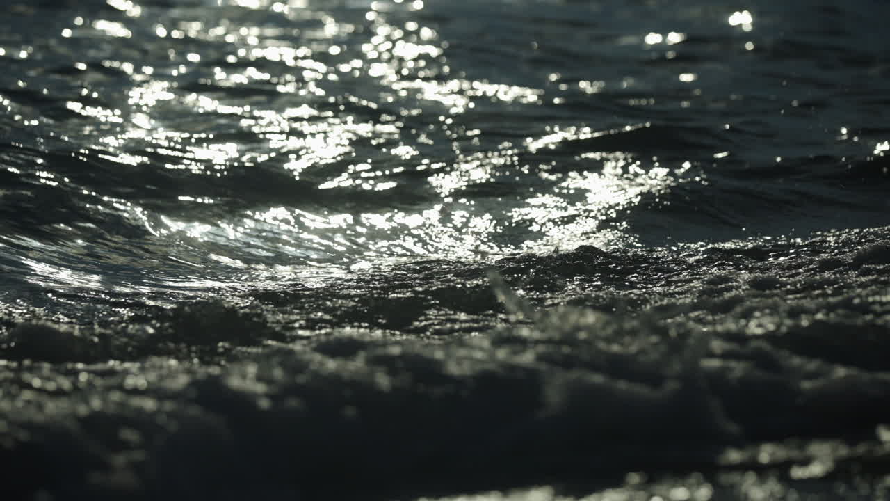 Close-up of Sea Waves at Sunset
