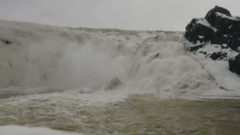 Cascading-Streams-Down-To-River-At-Chutes-De-La-Chaudiere-In-Levis,-Quebec-City,-Canada