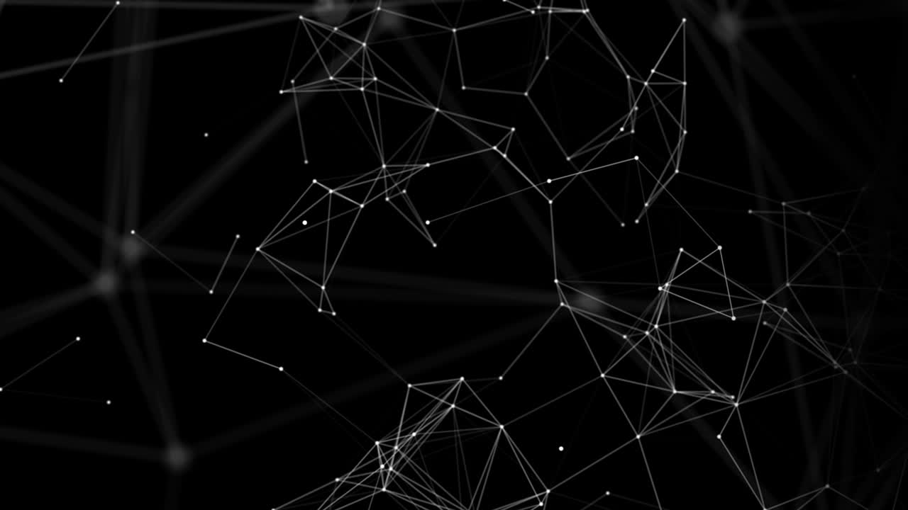 Abstract plexus background with connected lines and dots. Wave flow Loop Animation Background.