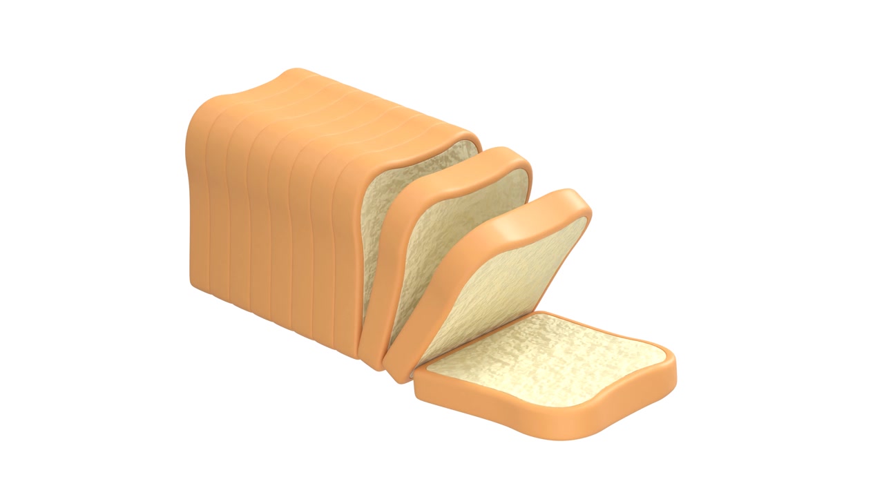3D Animation of a Loaf of Sliced Bread