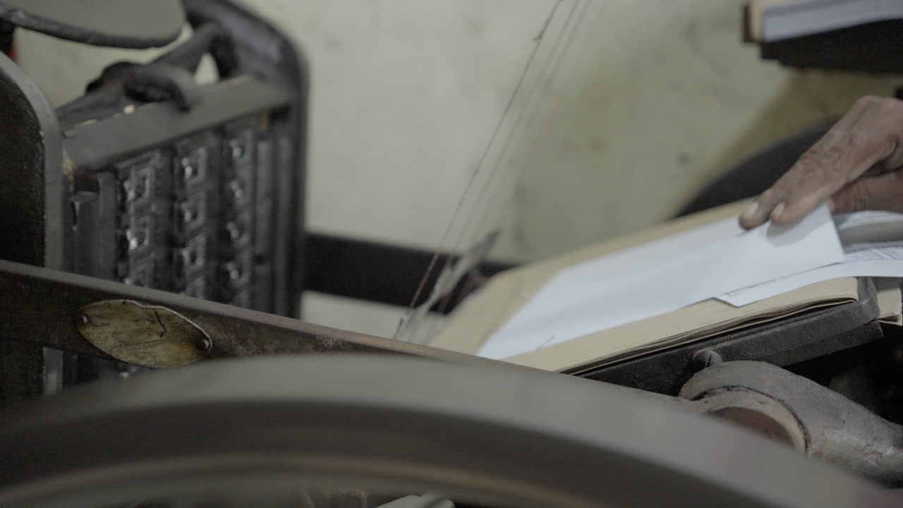 Old printing machine at work