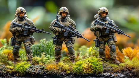 military action figures in nature with detailed terrain and colors