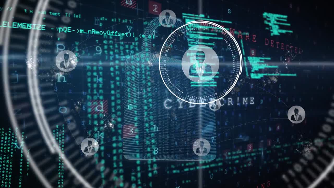 animación del escaneo del alcance sobre el procesamiento de datos en fondo negro