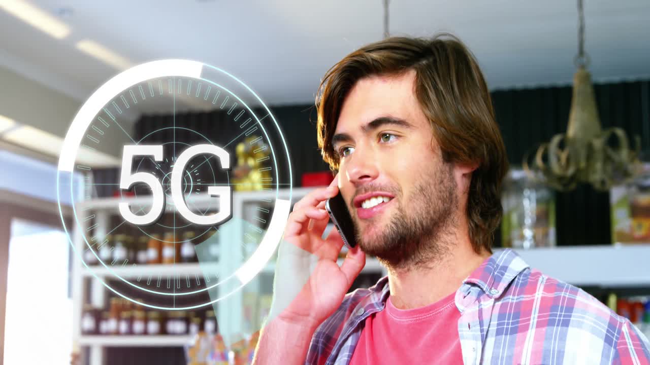 사무실에서 비즈니스 사람들에 대한 범위 스캐닝과 데이터 처리의 애니메이션