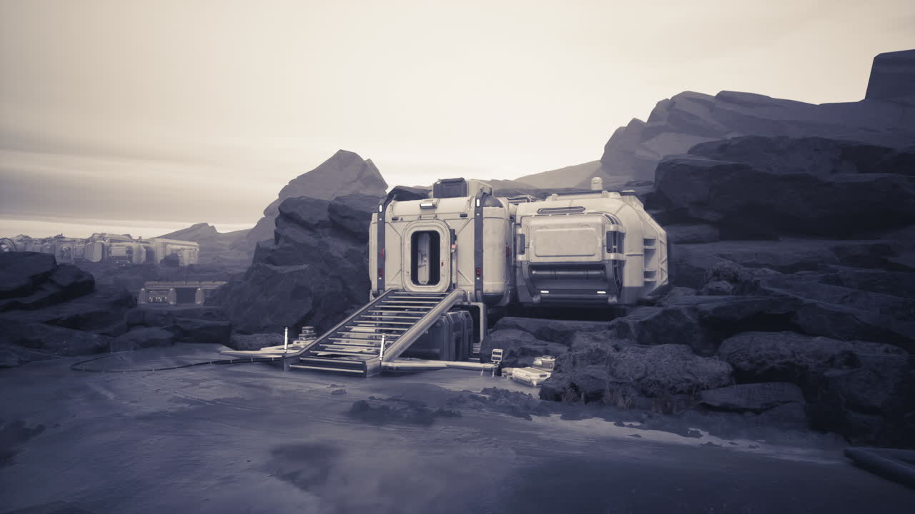 puesto avanzado futurista en un planeta desierto