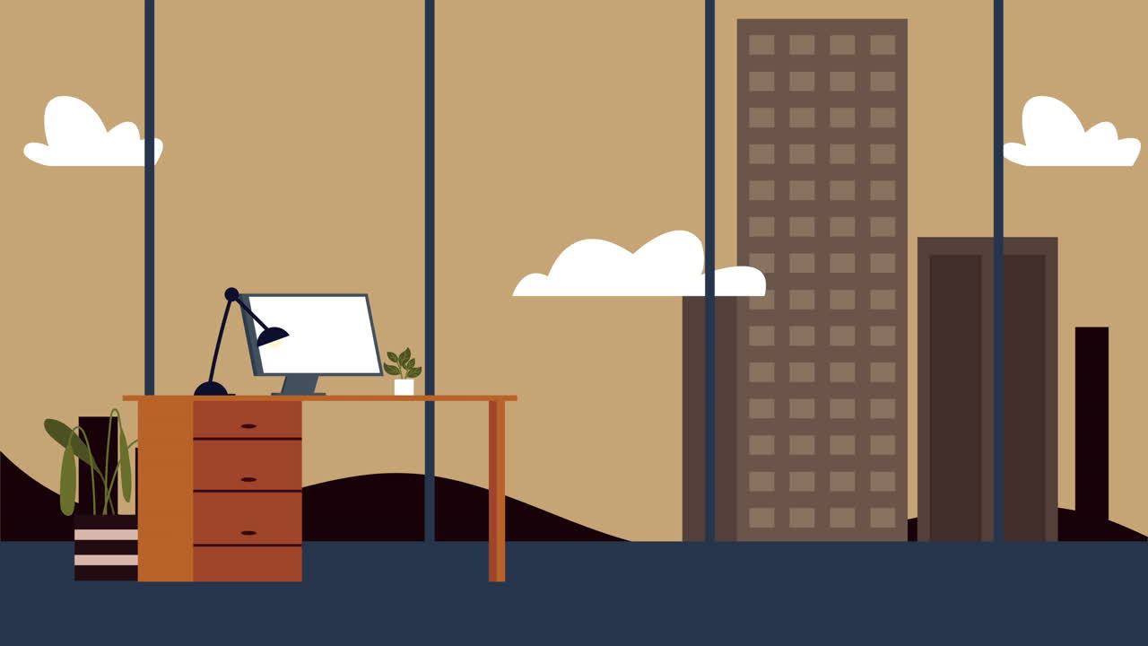 posto di lavoro in ufficio con scena desktop