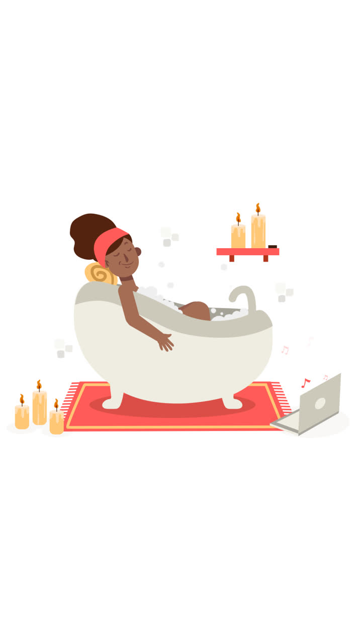 An animation of A person relaxing at home concept