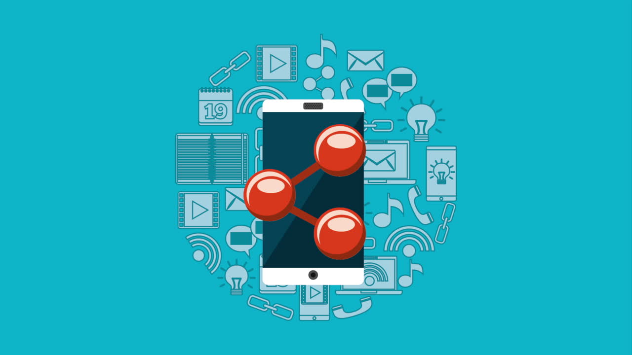 Mobile Sharing Illustration | Premium Stock Video Footage
