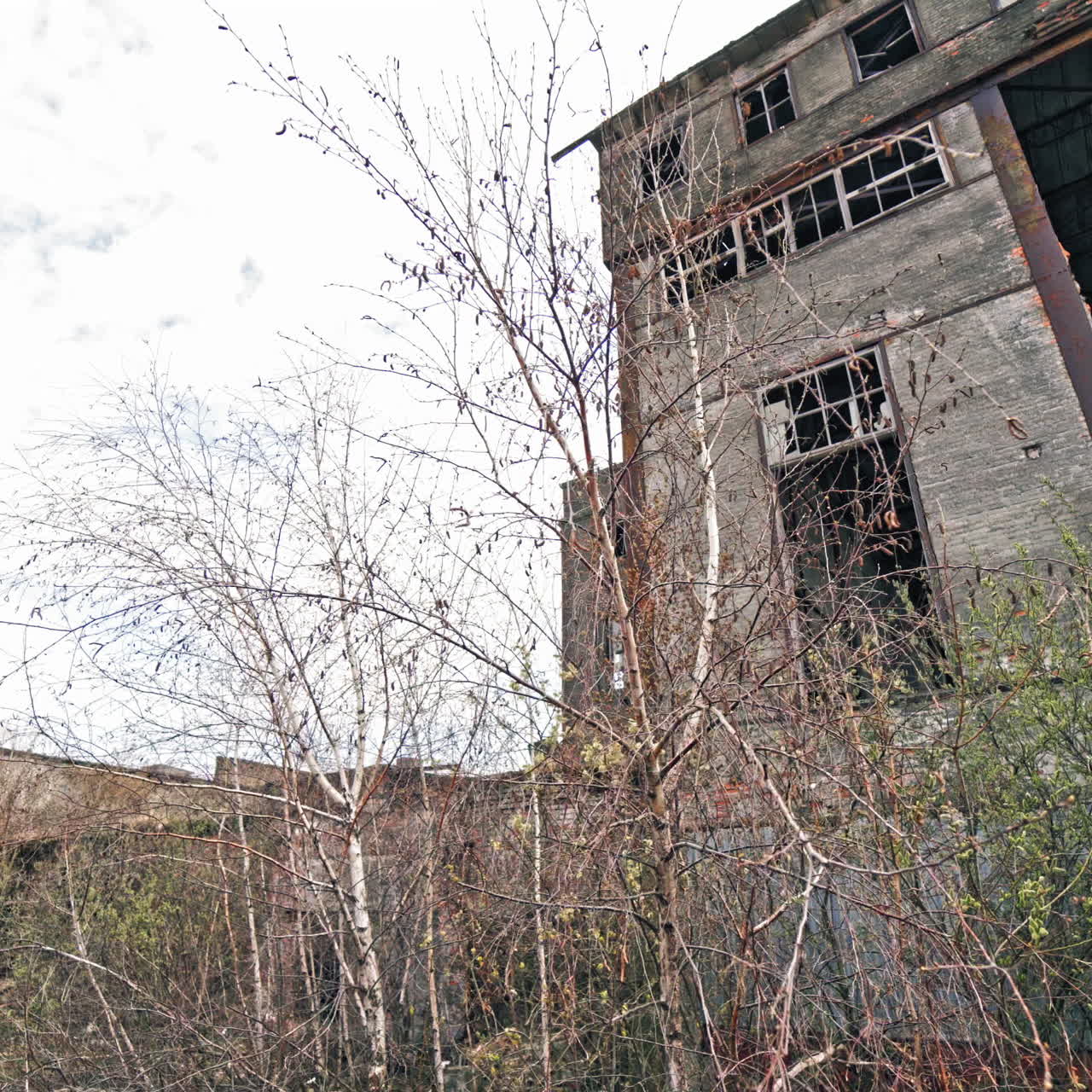 Abandoned factory. Ruins of a very heavily polluted industrial factory
