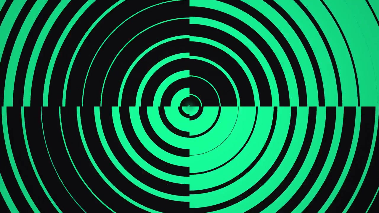 Circles in green and black expand and contract, creating a dynamic visual effect. The design has a modern and abstract style, ideal for backgrounds or animations