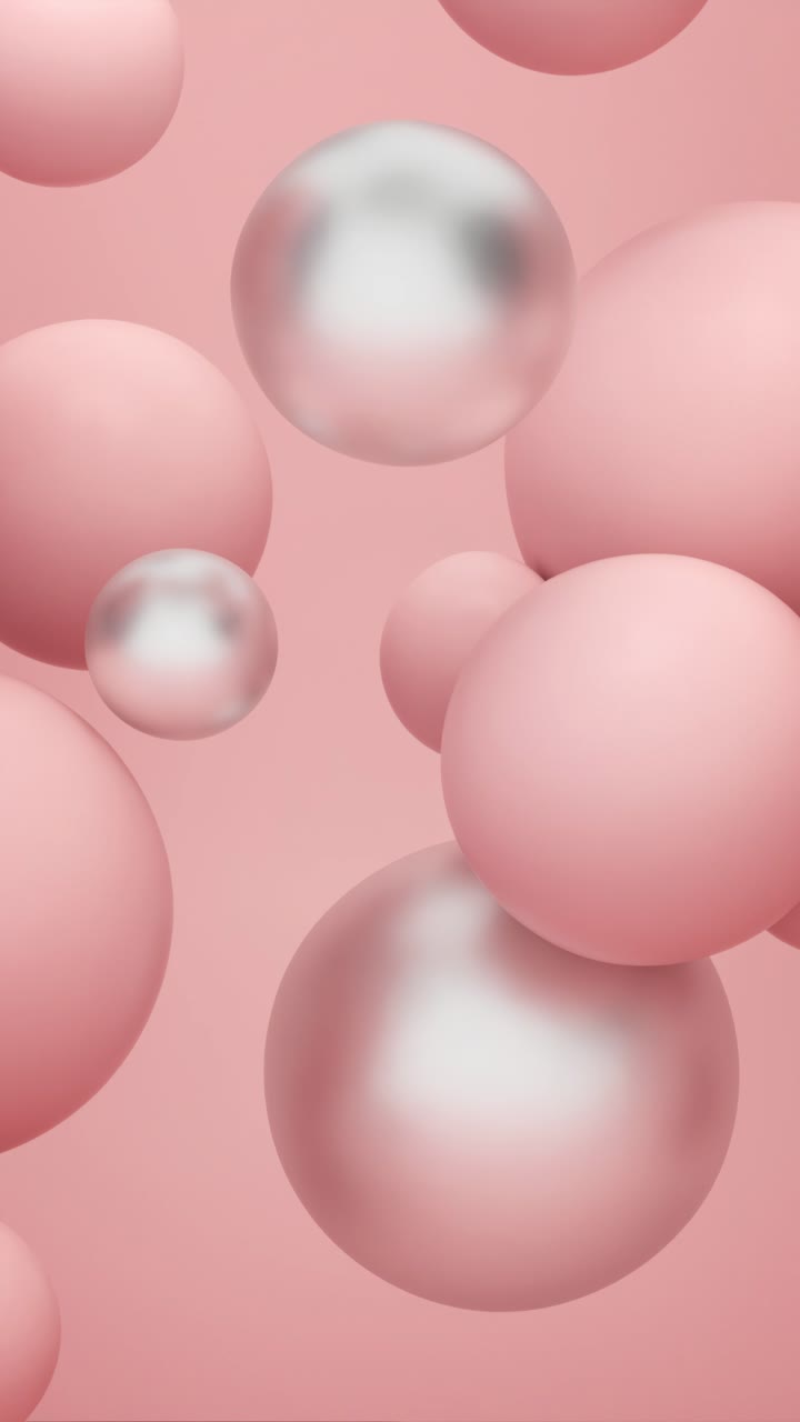 Rendering 3D Astratto di Sfere Rosa e Argento