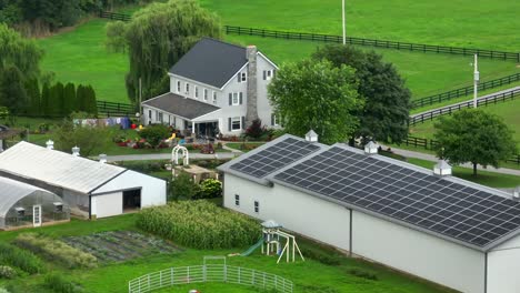solar panels on barn of american farm