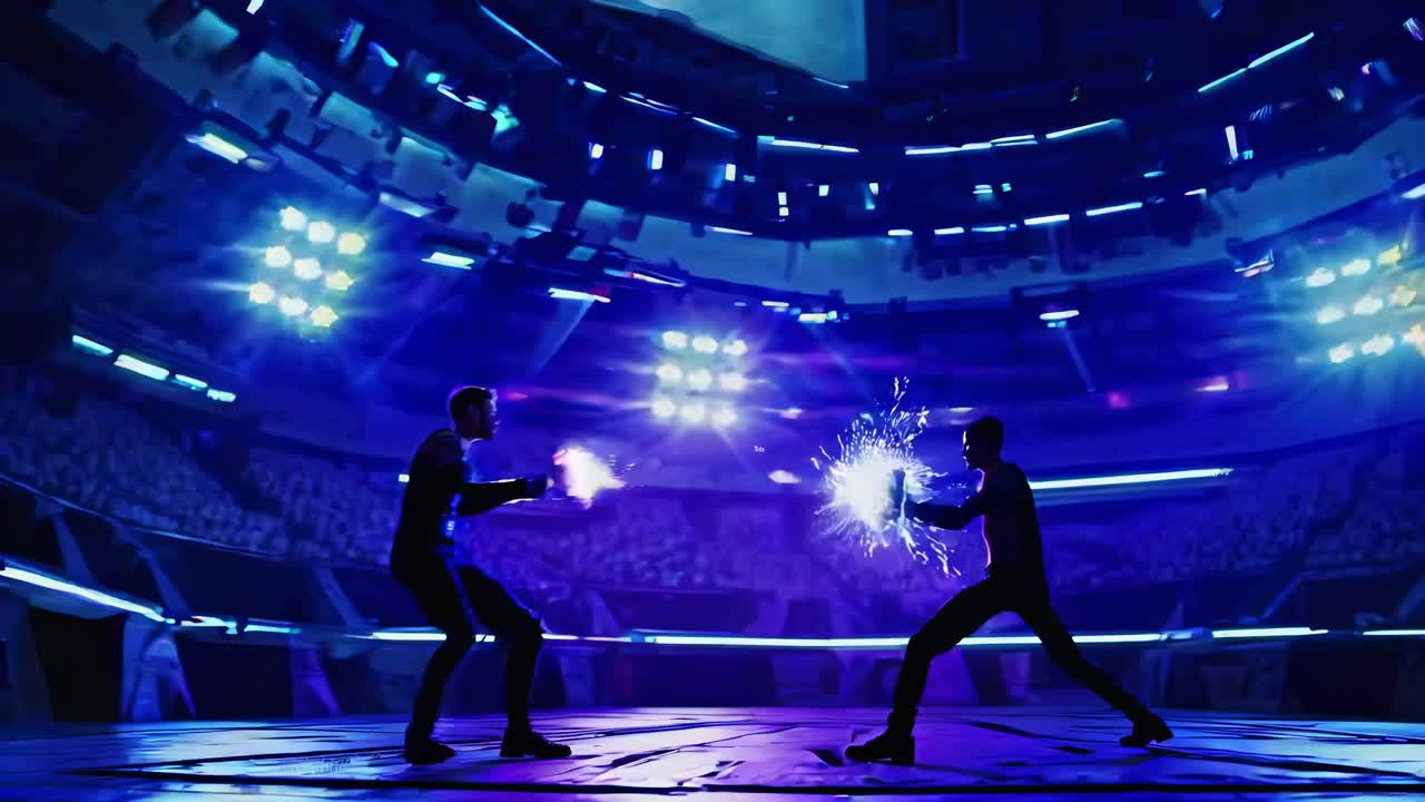 actuación de fuego en la arena futurista