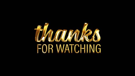 thanks for watching golden text with light motion animation element effect. 4k seamless loop isolated transparent video animation text with alpha channel using quicktime apple prores 444.