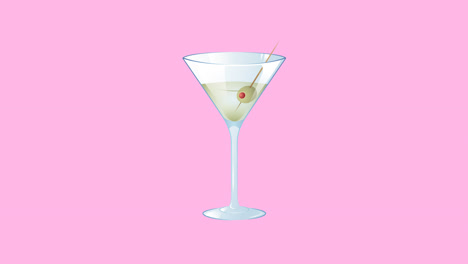 Animation-of-dirty-maritni-drink-over-pink-background