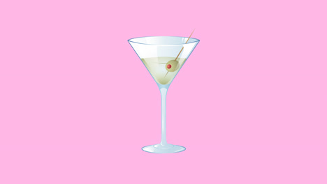 animation of dirty maritni drink over pink background