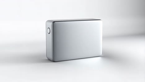 sleek rectangular silver object on white background