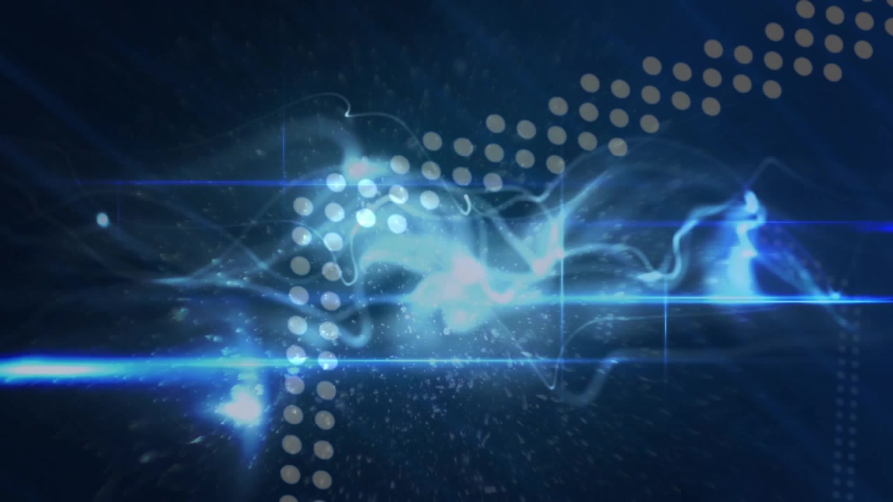 Animation of blue digital wave and dots pattern against blue background