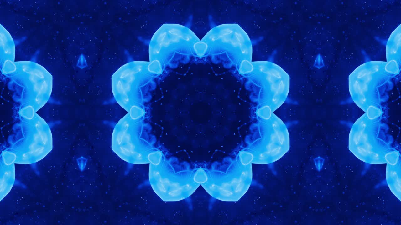 Blue floral kaleidoscope seamless pattern background