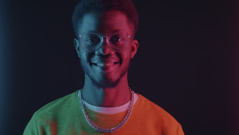portrait of a man in neon light