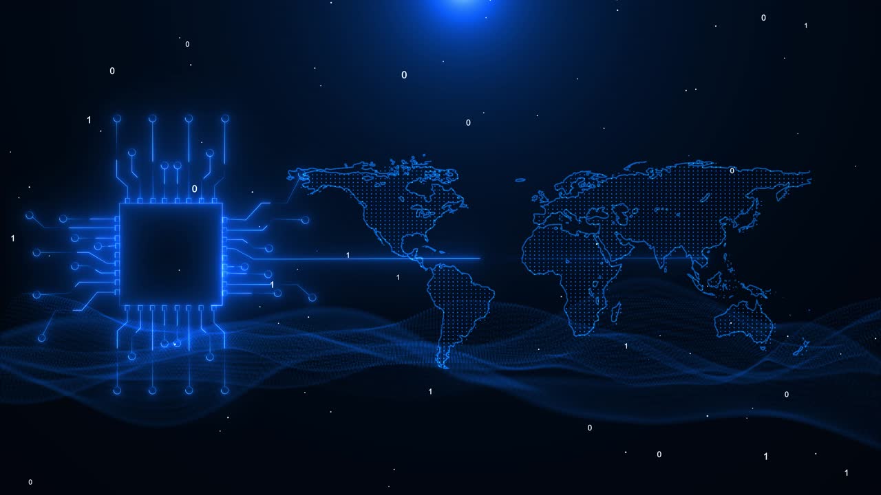 Futuristic blue technology background hud element circuit board on technology background cpu