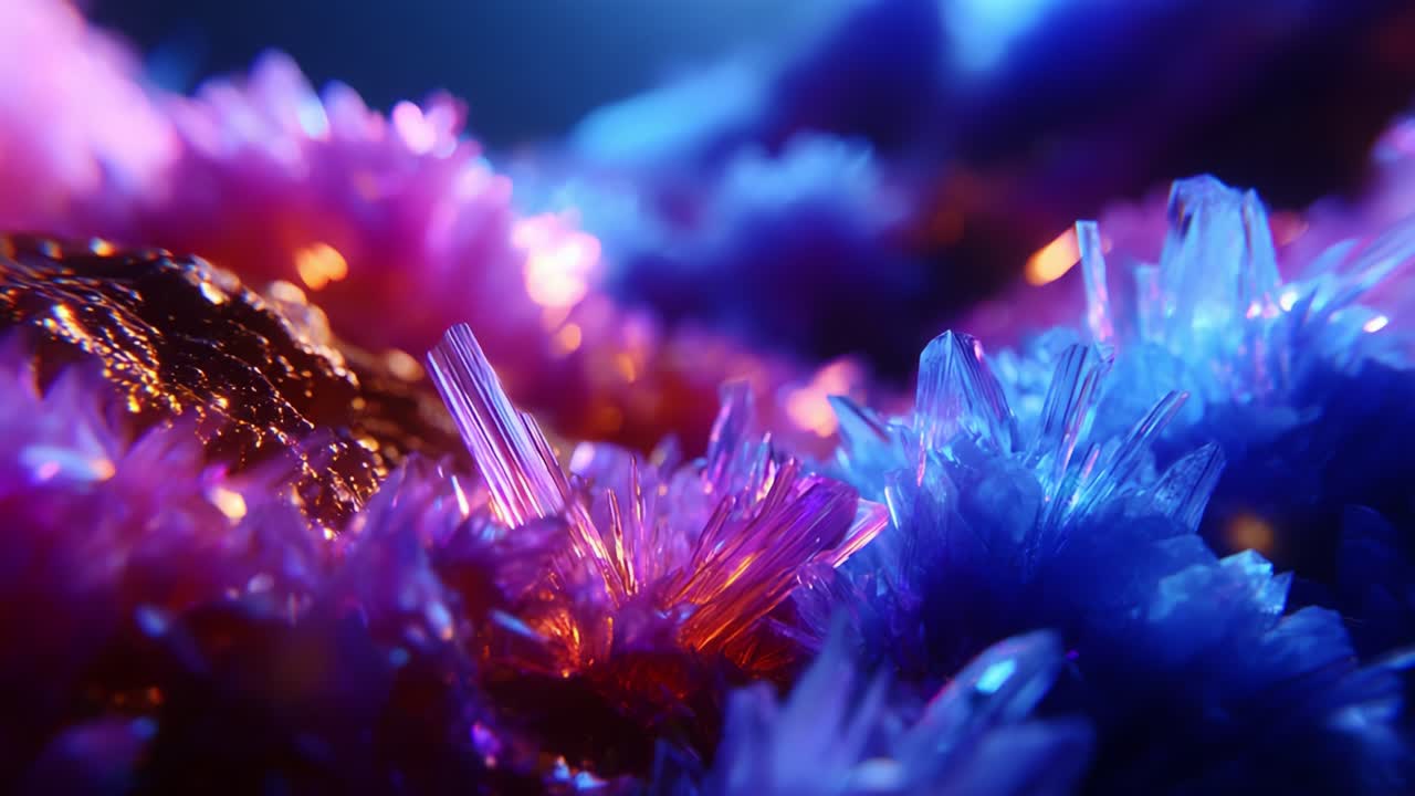 A Close-Up Exploration of Vibrant Crystals: Shimmering Purple, Pink, and Blue Formations Radiate Beauty in a Natural Spectacle That Captivates the Eye and Invites Deeper Appreciation of Mineral Wonders
