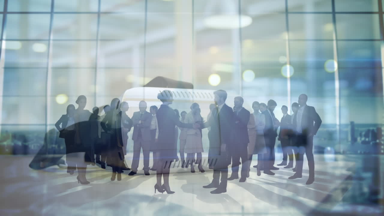 사무실에서 일하는 사업가들에 대한 데이터 처리의 애니메이션