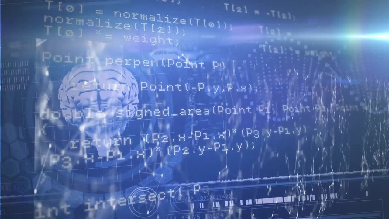 Animation of human brain over data processing and networks of connections