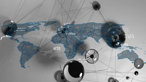 animation of network of connections with data over world map