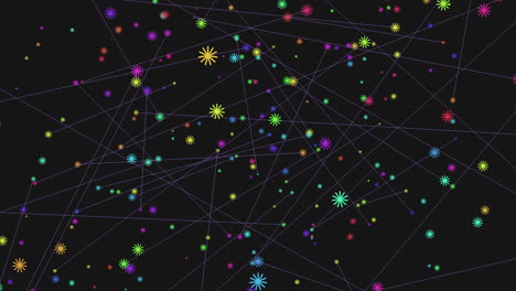 a vibrant and eye-catching pattern of colorful stars set against a sleek black backdrop, suitable for enhancing websites or graphic designs with a striking, dynamic touch