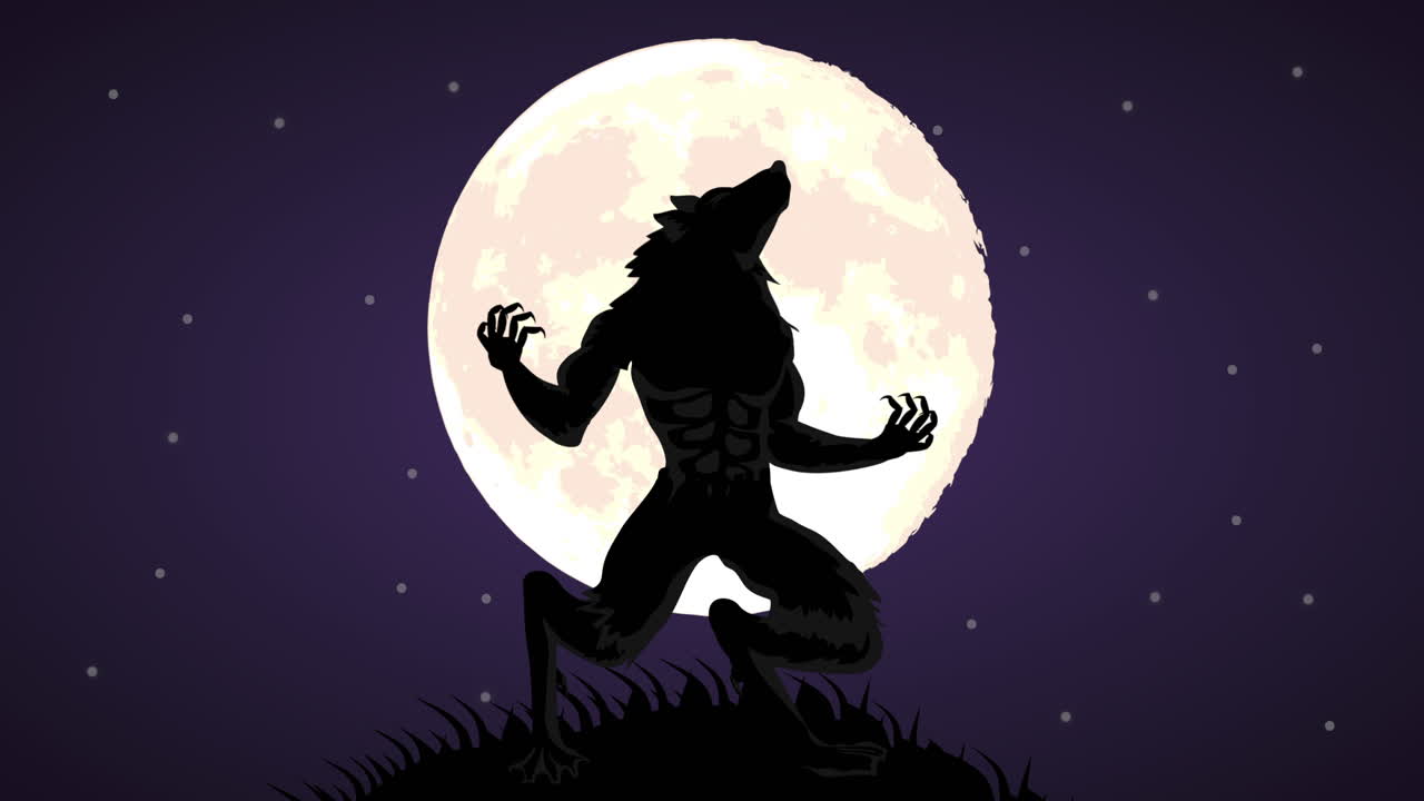 halloween dark scene with werewolf character