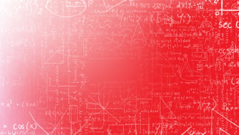 Animation-of-mathematical-equations-and-diagrams-floating-against-pink-gradient-background