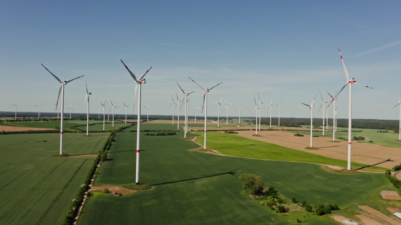 Aerial View of Wind Farm in Rural Landscape