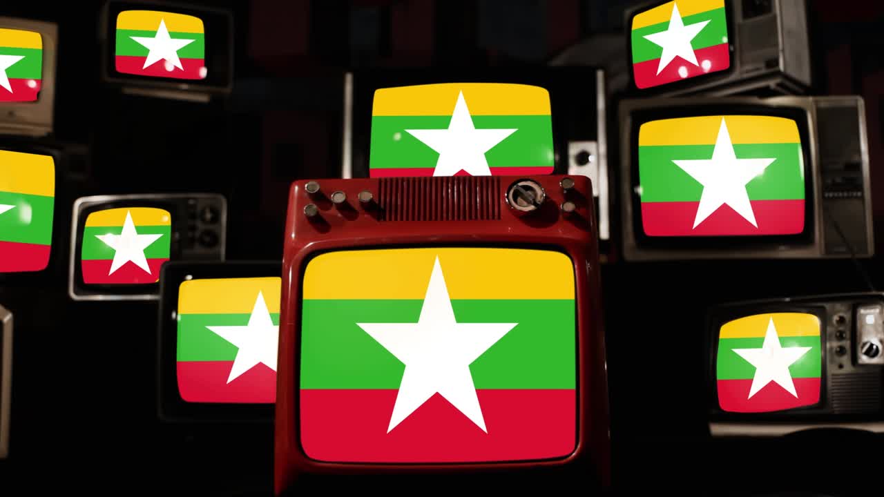 미마 국기와 빈티지 텔레비전 4k 해상도